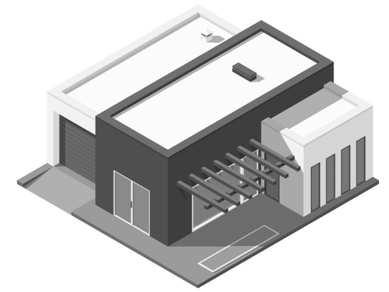 one-storey-house-with-flat-roof-isometric-icon-set-vector-8031952
